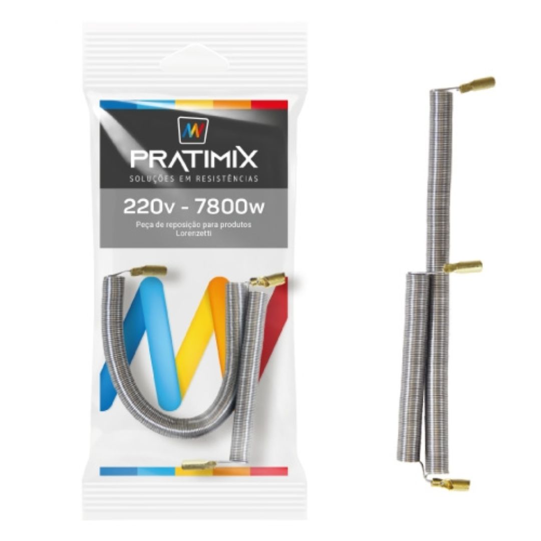 Resistencia ducha PRATIMIX p/ LORENZETTI JET 4T 220v 7800w x12 x204*Dist